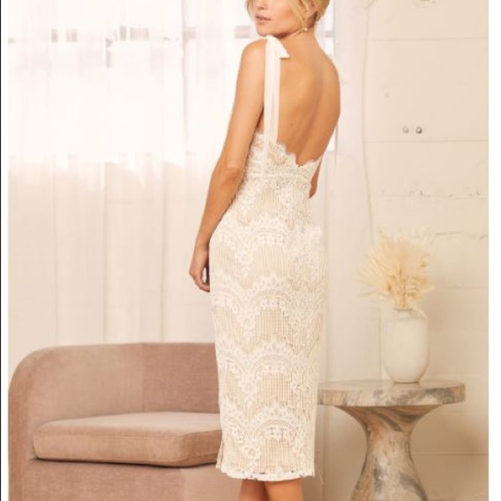 White Lacey Tie-Strap Midi Dress perfect for brides